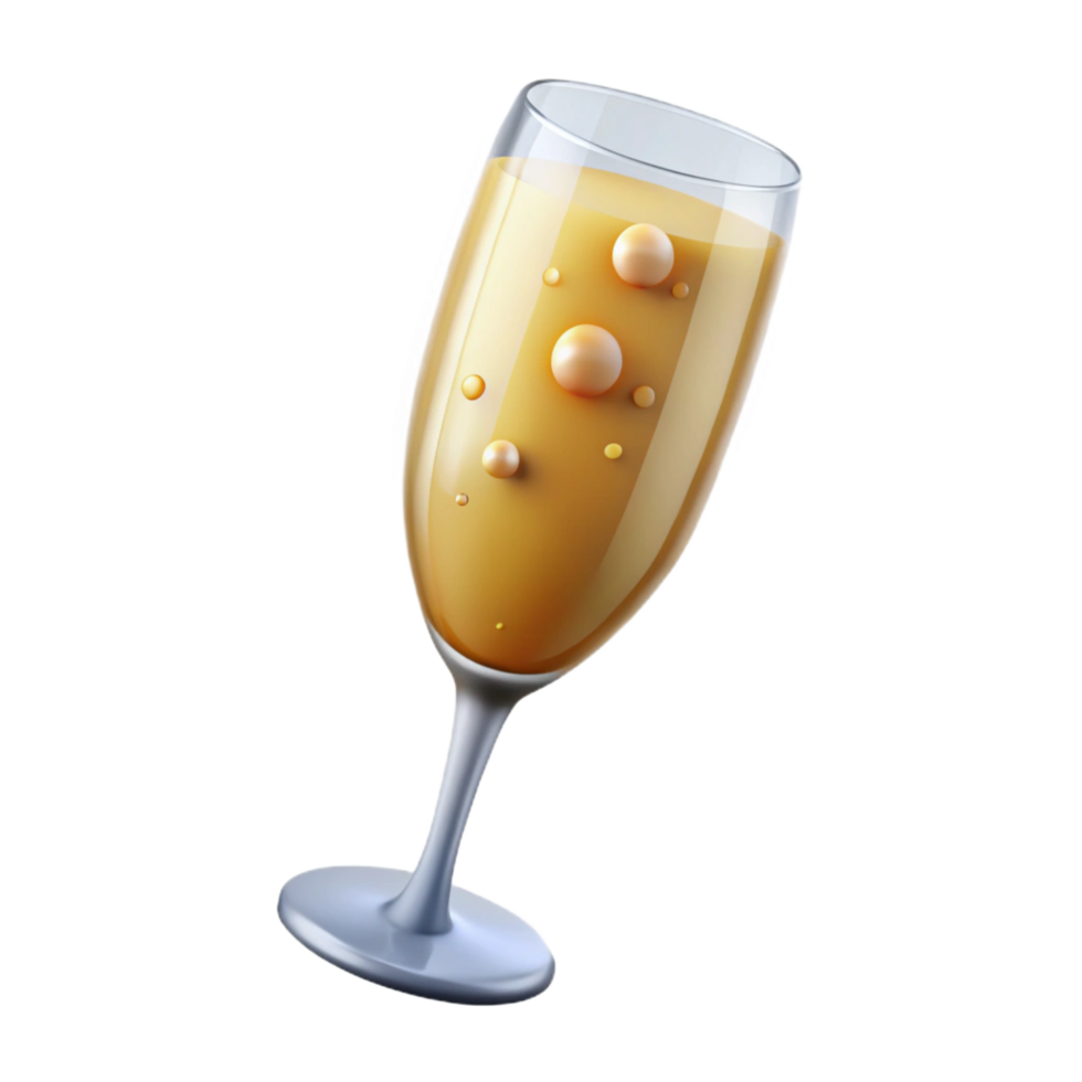 vibrant exemplary A glass of overflowing champagne with bubbles with Transparent Background png