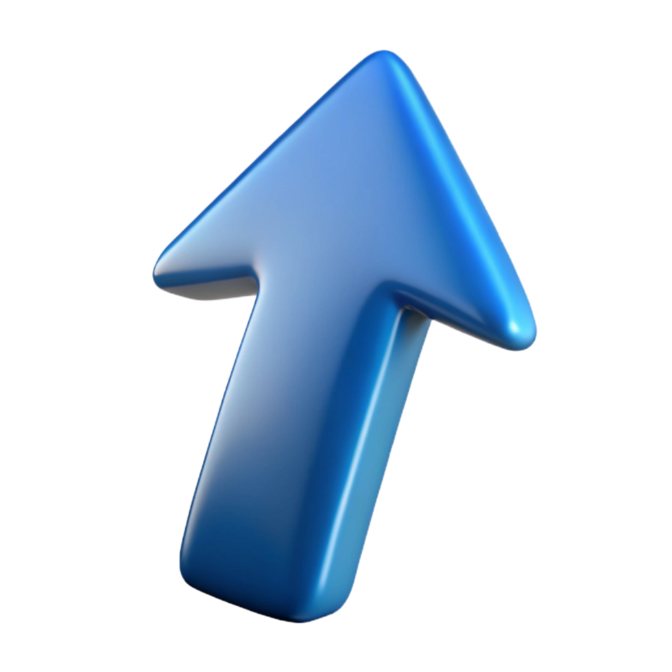 reflective extraordinary A stylized, abstract arrow pointing upwards, with Transparent Background impeccable png