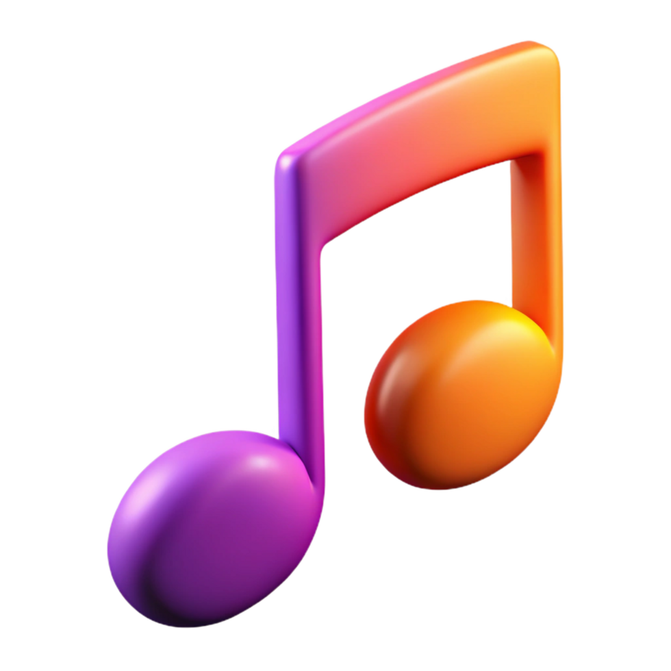 mesmerizing whimsical rustic A single, floating musical note with vibrant colors with Transparent Background crisp png