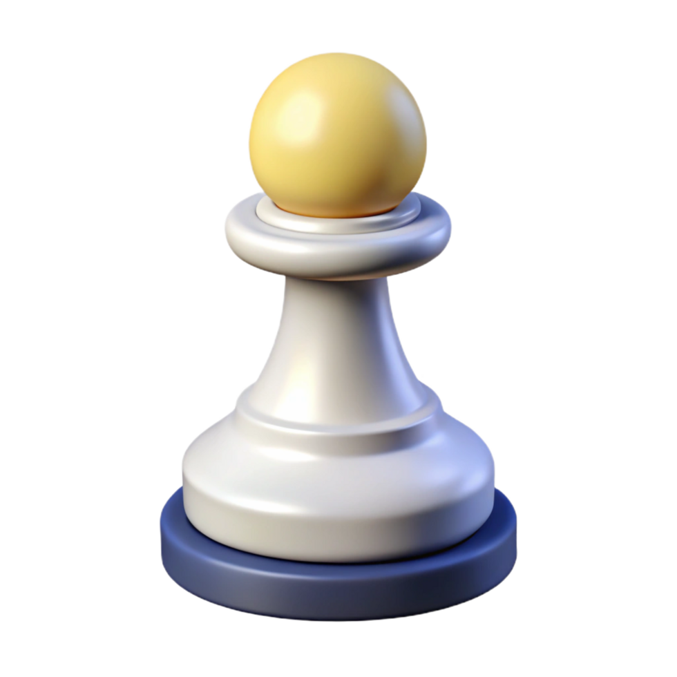 timeless traditional Professional render, concept art style of a single white chess pawn Isolated cutout with Transparent Background perfect clarity png