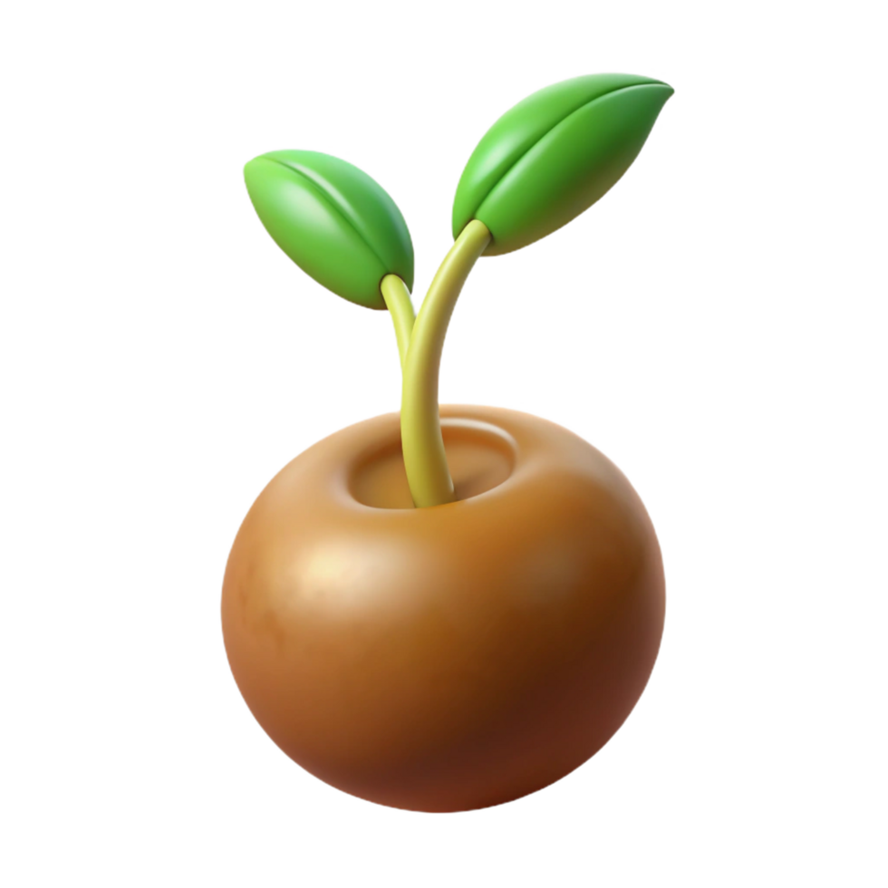 rare artistic Photorealistic, hyper-specific professional render of a single, isolated, sprouting seed with visible roots with Transparent Background precision png