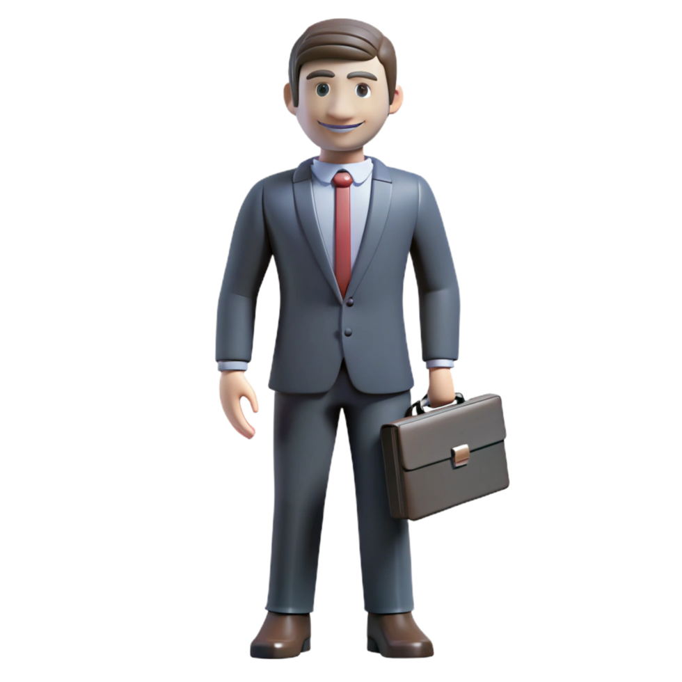 unparalleled traditional Businessman, suit and tie, holding briefcase, with Transparent Background flawless png