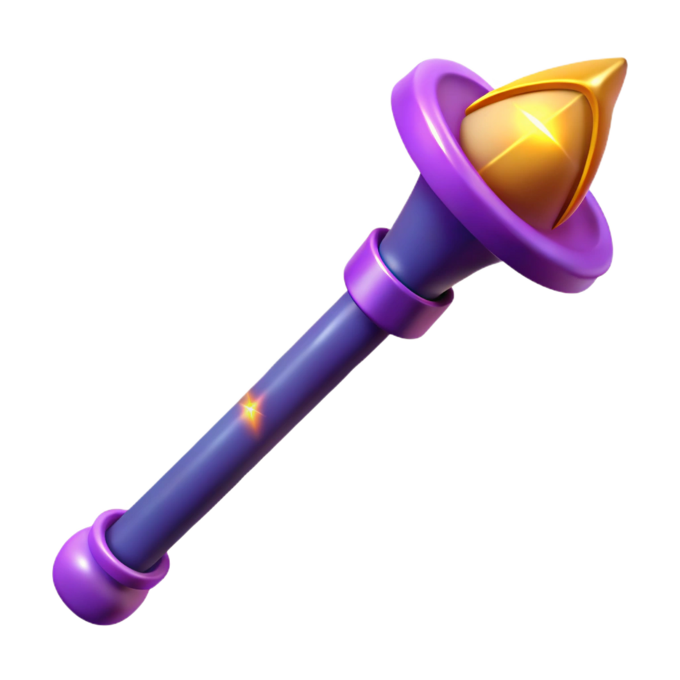 unforgettable traditional Ultra-detailed concept art illustration of a single stylized magic wand, glowing tip, isolated cutout with Transparent Background refined png