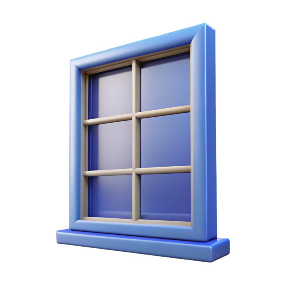spectacular exemplary Hyper-specific, professional render of a single, modern window frame with Transparent Background png