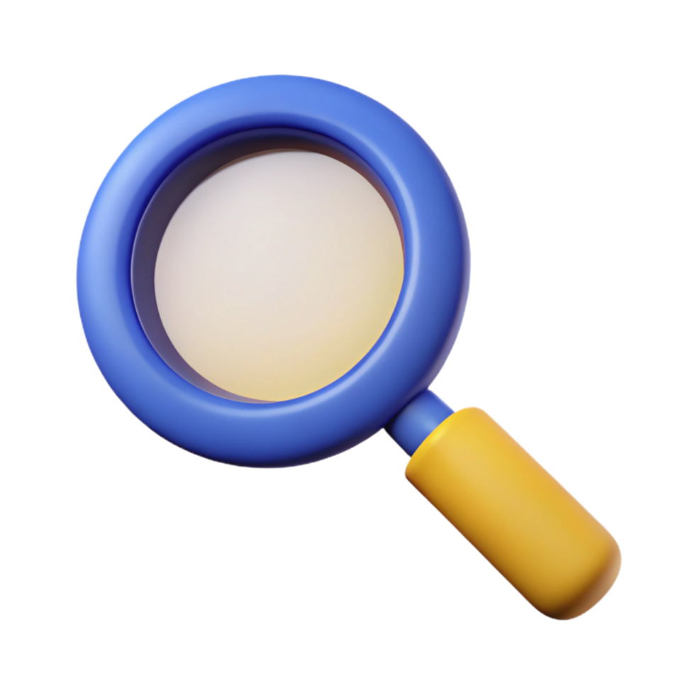 picturesque traditional A single, stylized magnifying glass icon with Transparent Background expertly shot png