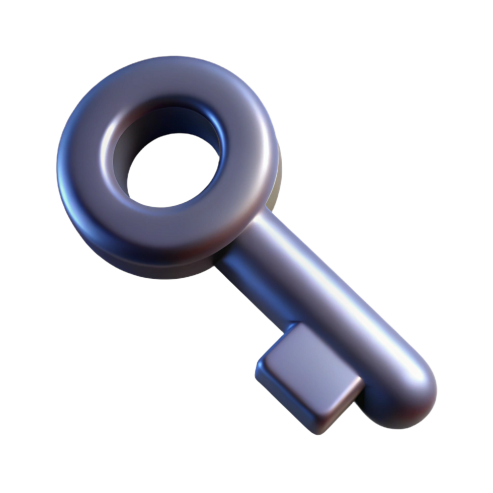 sumptuous classic Concept art style, ultra-detailed render of a single metal key, isolated cutout with Transparent Background genuine png