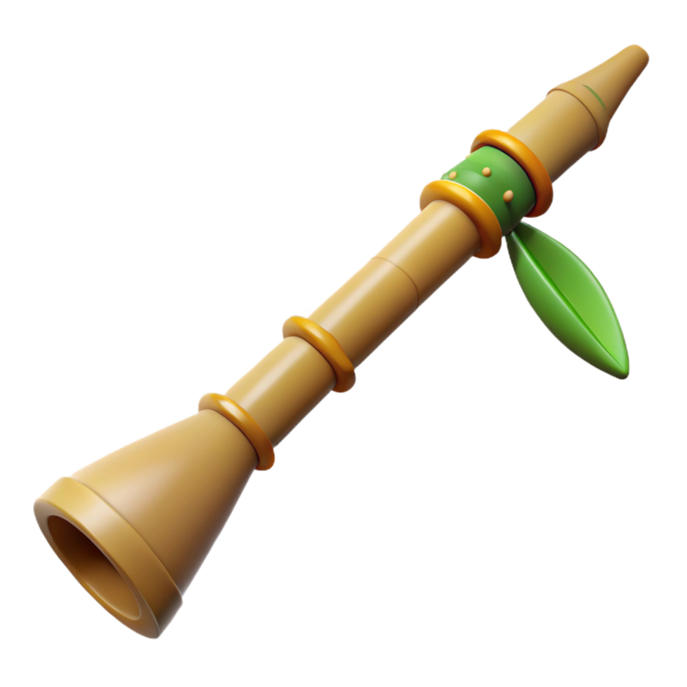 spectacular minimalist Hyper-specific, professional render of a tribal blowgun made of bamboo Isolated cutout with Transparent Background artisan png