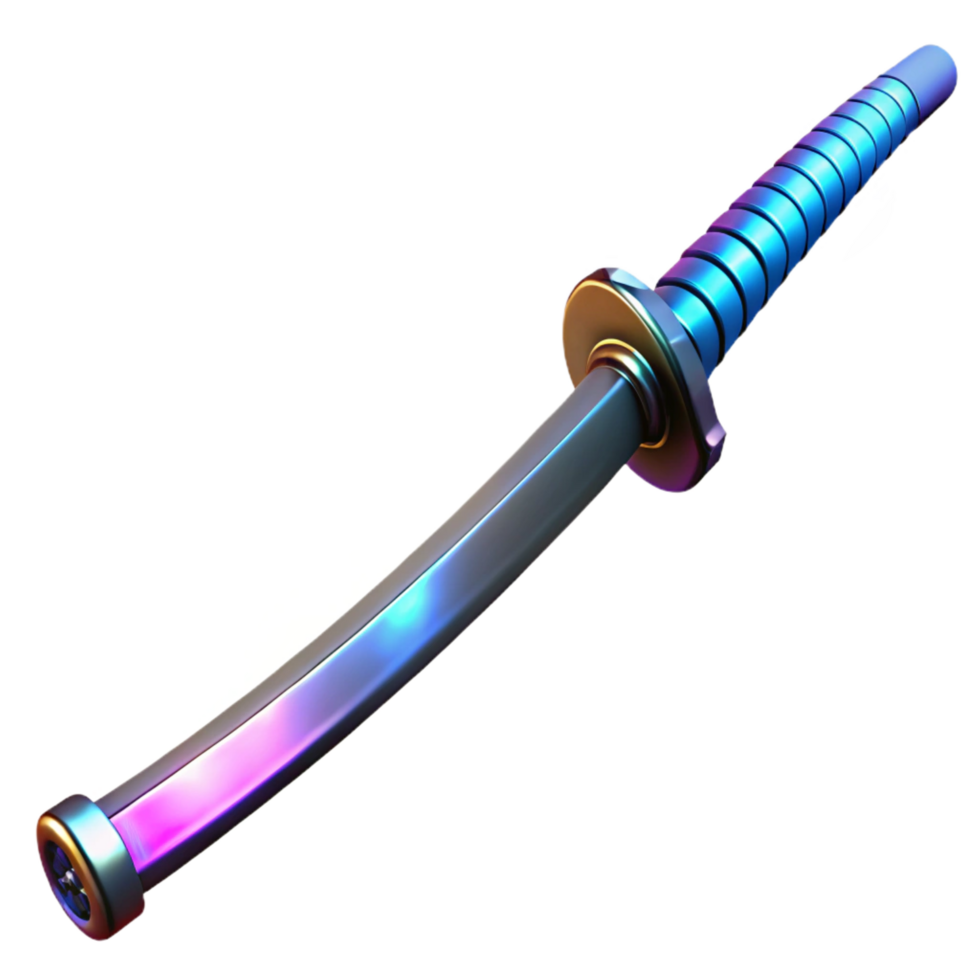 passionate impressive Ultra-detailed, photorealistic, professional render, isolated cutout of a futuristic katana with glowing blade, hyper-specific with Transparent Background detailed png