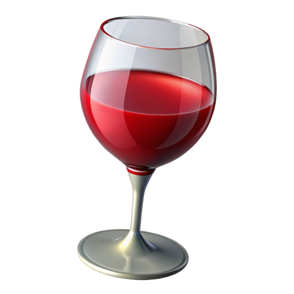 reflective pristine Wine glass, filled with red wine, with Transparent Background ultra HD png