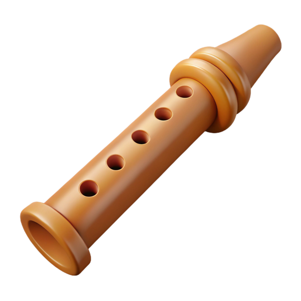 timeless geometric Isolated cutout Ultra-detailed professional render, concept art style Single Pan's Flute, carved wood, detailed finger holes with Transparent Background professional png