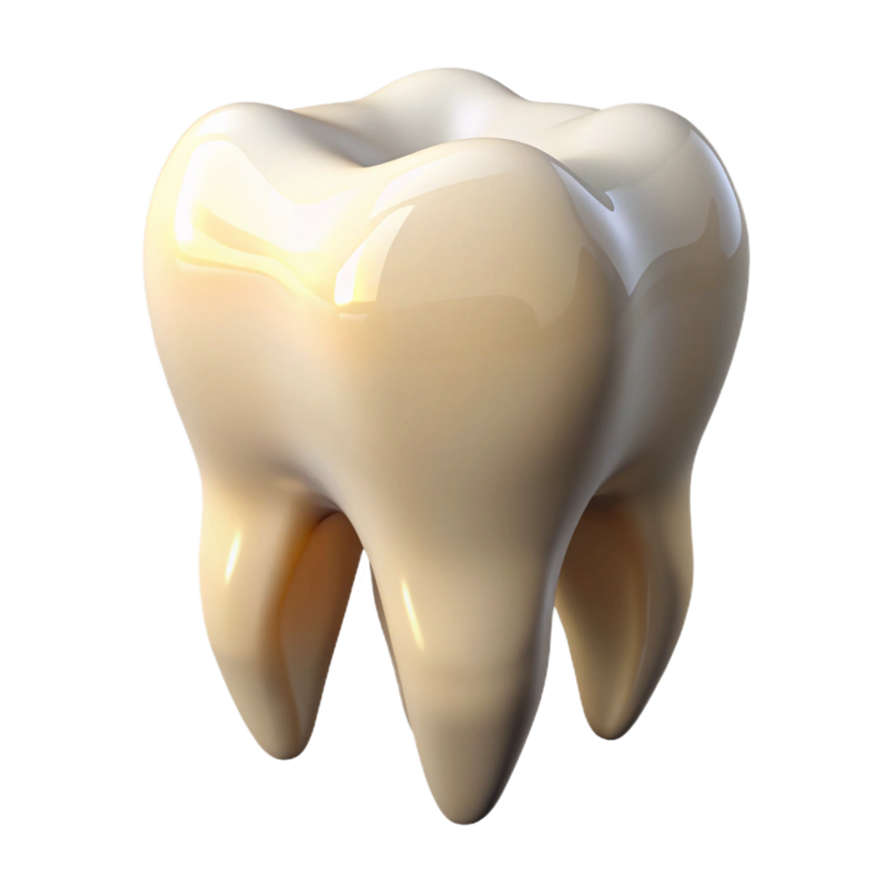 stunning coveted Ultra-detailed, professional render of a single human tooth with realistic enamel and root structure Isolated cutout with Transparent Background png