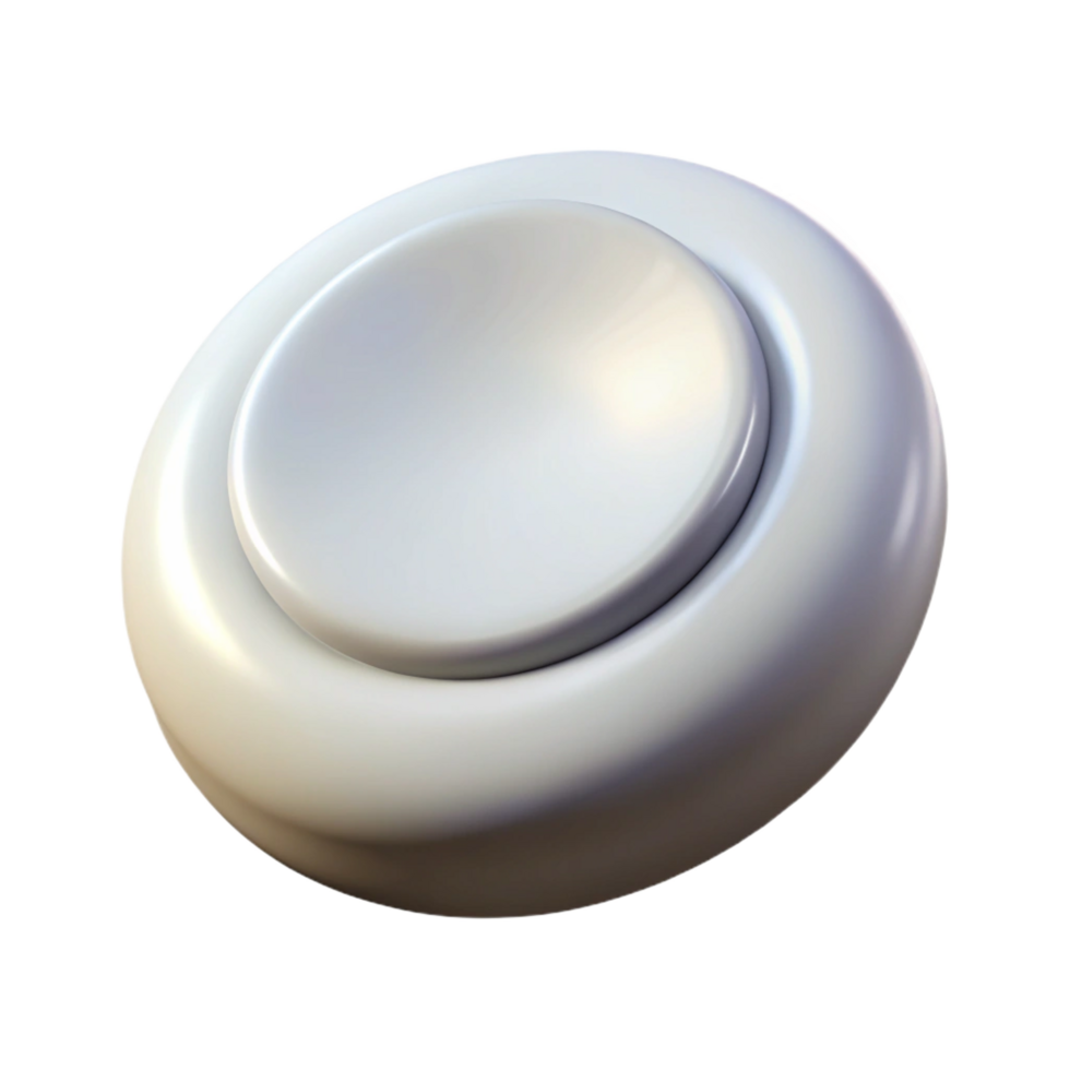 striking exceptional Isolated cutout, single button, round, white, photorealistic render, ultra-detailed with Transparent Background png