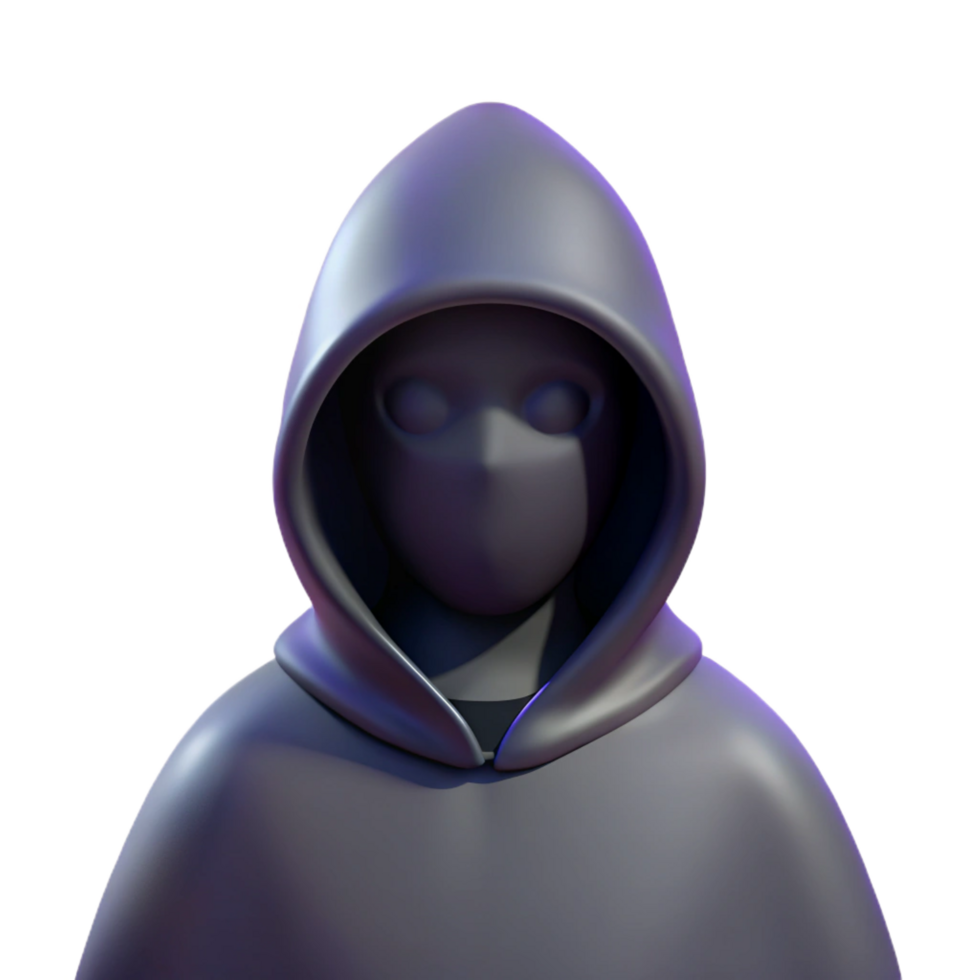 serene retro A mysterious, hooded figure cloaked in shadows with Transparent Background authentic png
