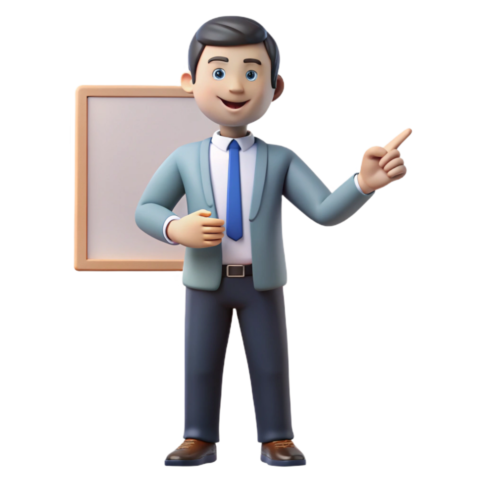 remarkable nordic Teacher pointing at a blank space, with Transparent Background professional png