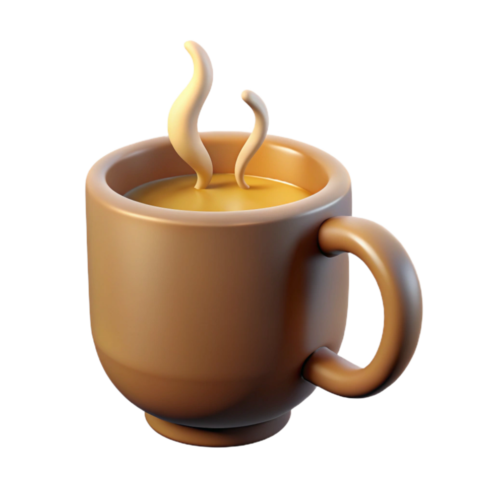 vibrant organic A coffee mug with steam, minimalist design with Transparent Background gallery standard png