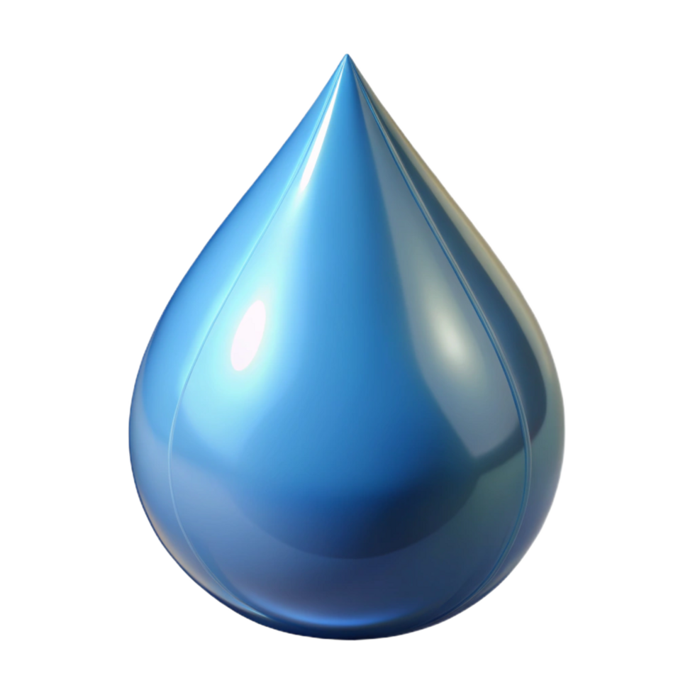 sumptuous surreal Hyper-specific professional render of a single drop of water with realistic reflections and surface tension with Transparent Background masterfully captured png