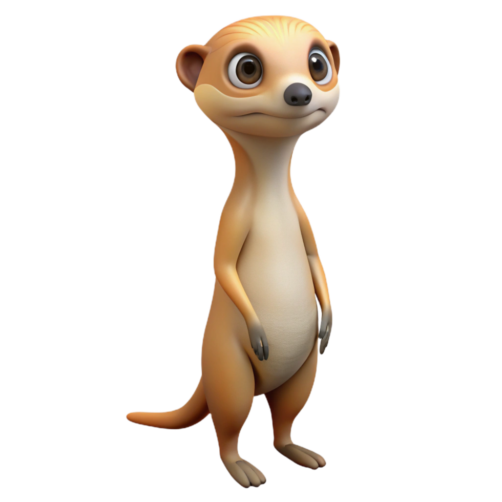 remarkable surreal A curious Meerkat standing upright, with Transparent Background sharp png