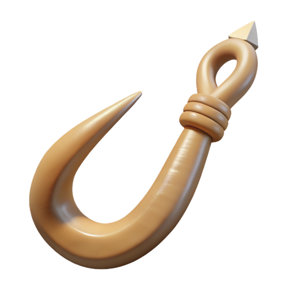 striking unparalleled Isolated cutout, concept art style, tribal fishing hook, carved bone, sharp point with Transparent Background png