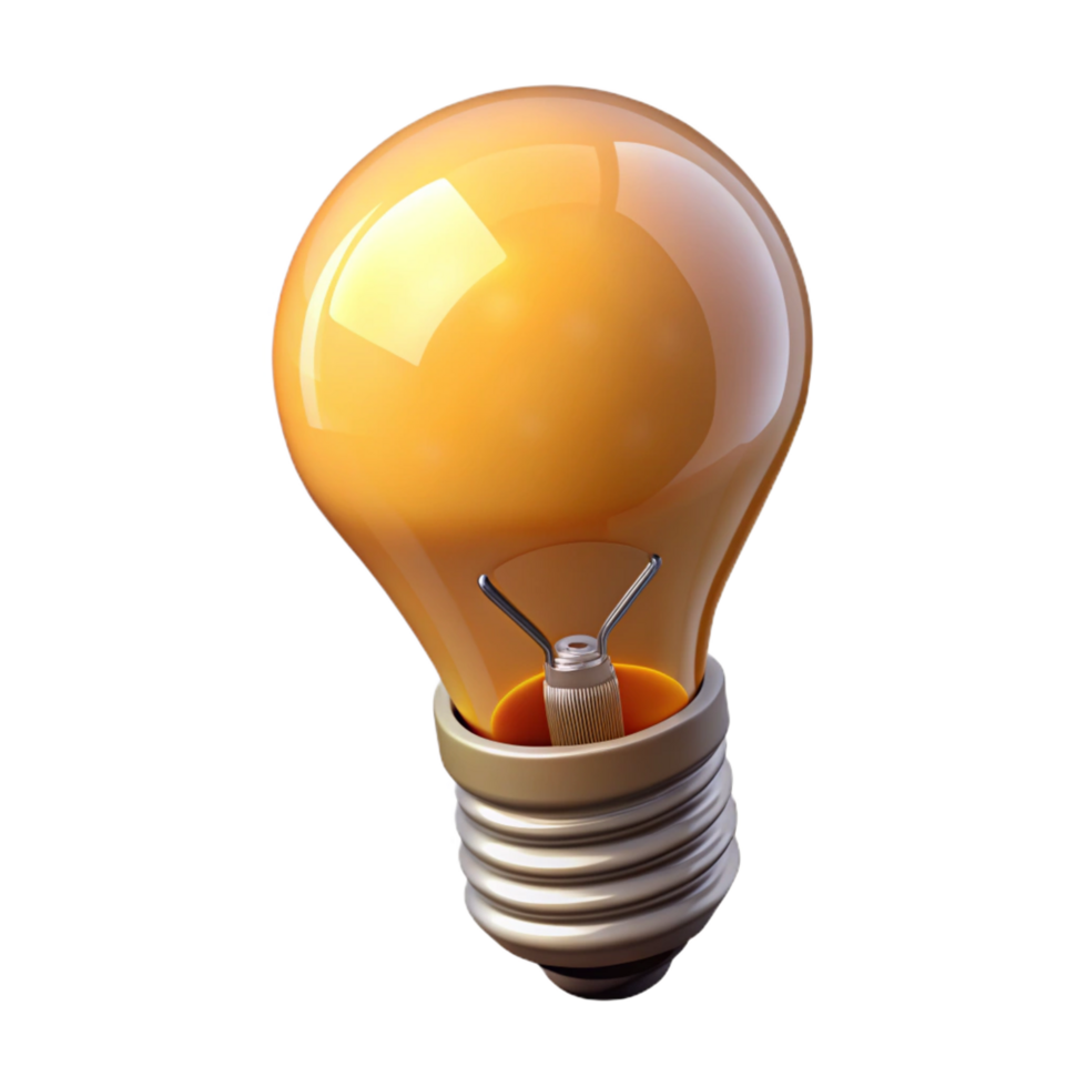mysterious captivating Single lightbulb, filament visible, isolated cutout, ultra-detailed, professional render with Transparent Background ultra HD png