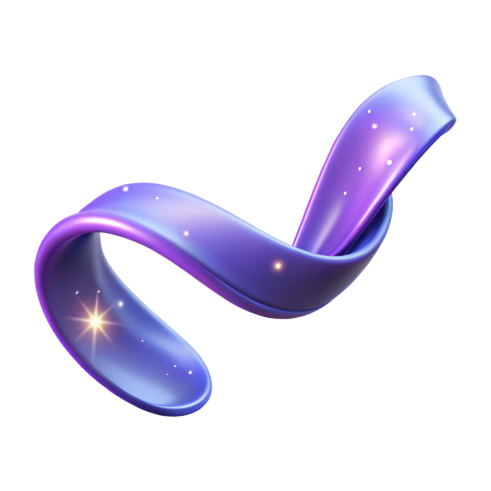 pristine contemporary Concept art style, isolated cutout of a single, flowing, ribbon of light with shimmering particles with Transparent Background flawless png