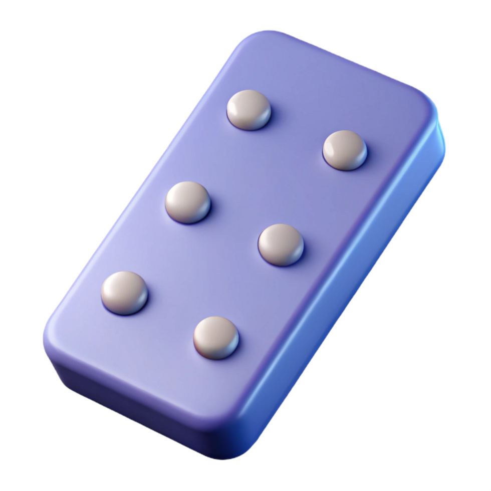 rare surreal Professional render of a single domino tile double six, hyper-specific, isolated cutout with Transparent Background top-tier png