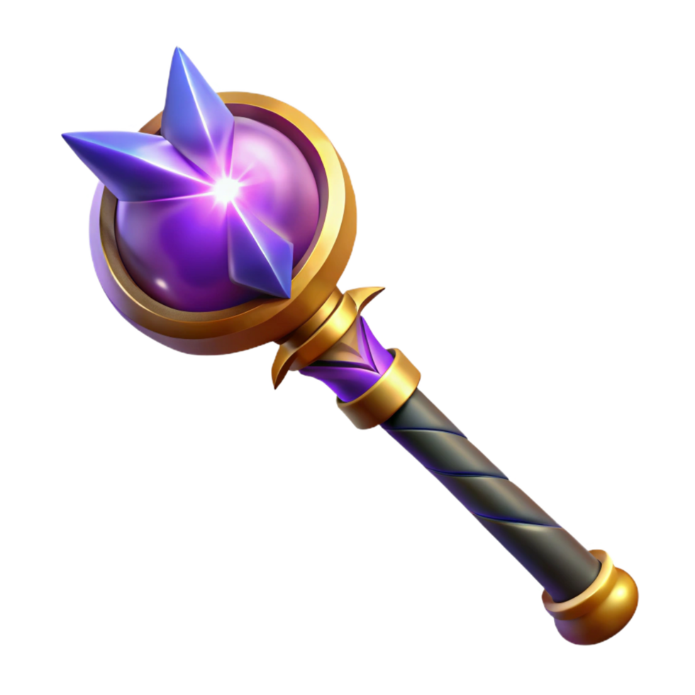 striking ethereal bohemian Magic Staff, sorcerer's staff, mystical energy, with Transparent Background 4K png