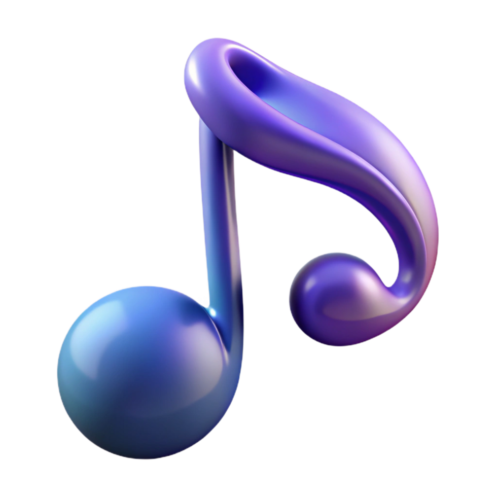 harmonious spectacular A single, stylized music note composed of flowing energy, with Transparent Background elite png