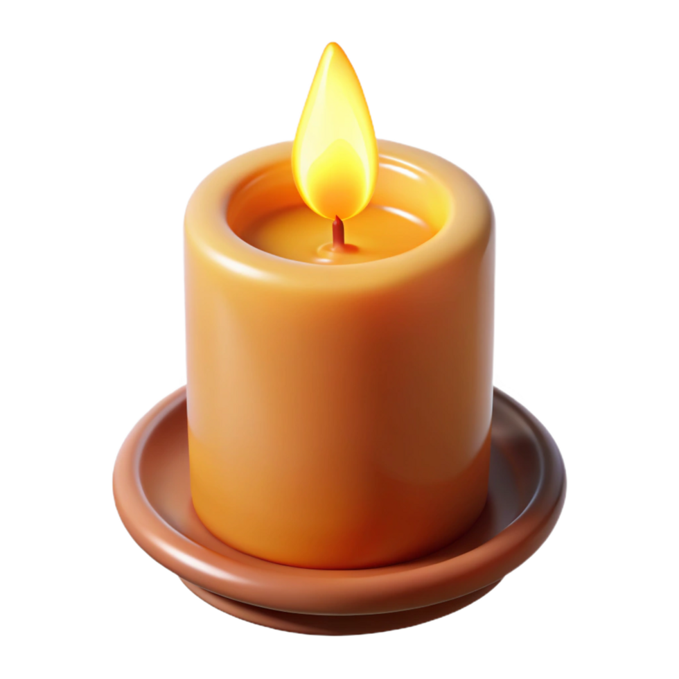 vibrant organic A burning candle, emitting a soft, warm light with Transparent Background premium png