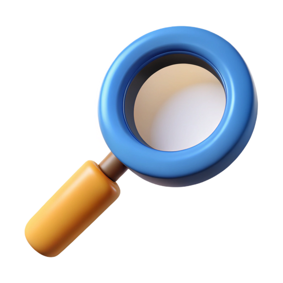 radiant peaceful tropical A single, stylized magnifying glass, searching and inquisitive with Transparent Background impeccable png