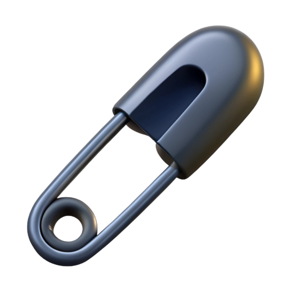 serene ethereal avant-garde Concept art style, isolated cutout of a single matte black safety pin, closed with Transparent Background genuine png