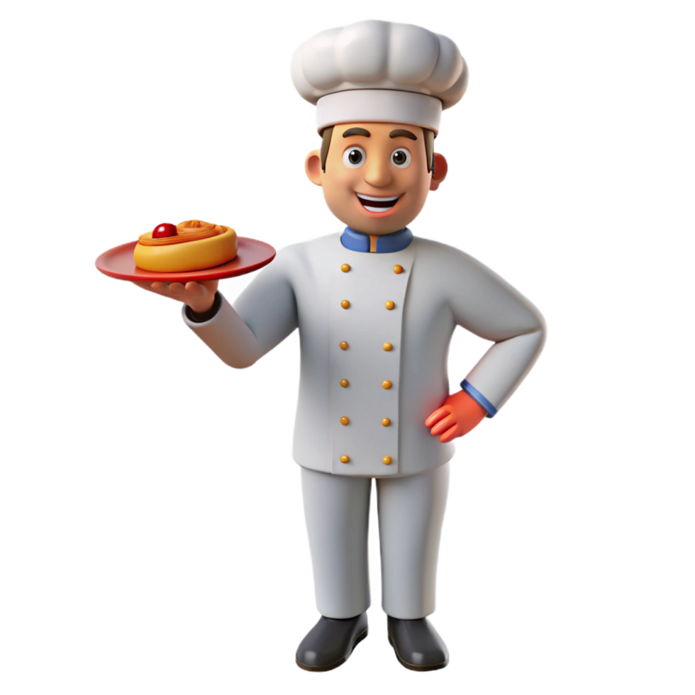 stunning modern Chef holding a plate of food, with Transparent Background original png