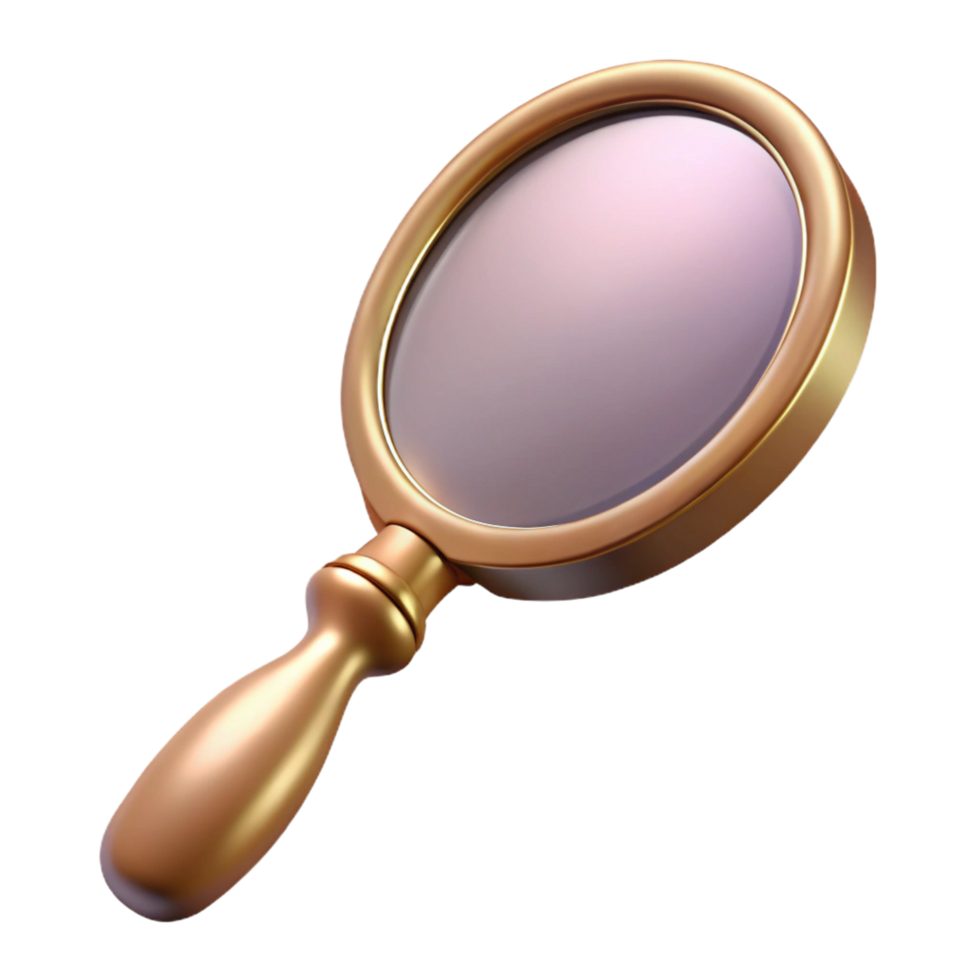 romantic breathtaking Professional render, isolated cutout of a vintage handheld mirror with handle, photorealistic, ultra-detailed with Transparent Background precision png