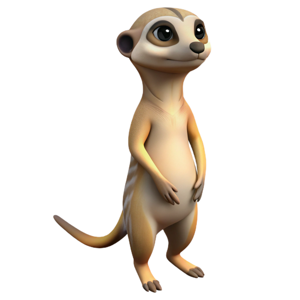 sought-after mid-century A curious meerkat, standing on its hind legs with Transparent Background artisan png