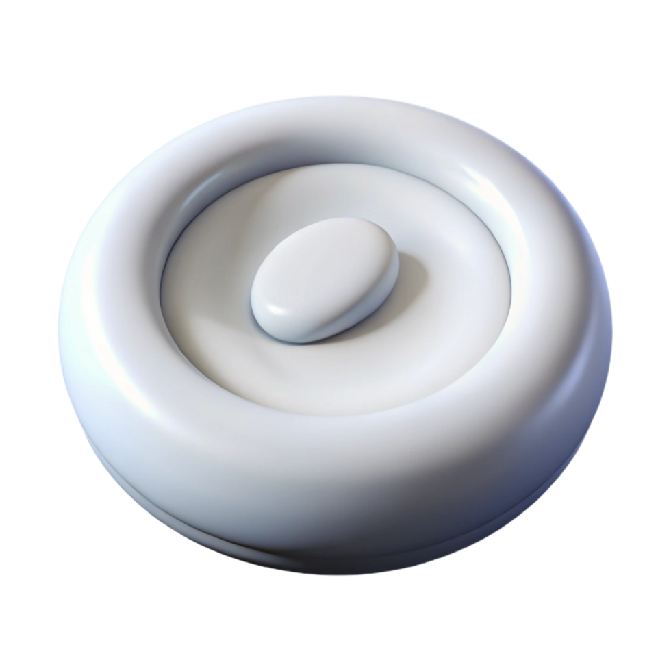 sought-after artistic Isolated cutout, single button, round, white, photorealistic render, ultra-detailed with Transparent Background precision png