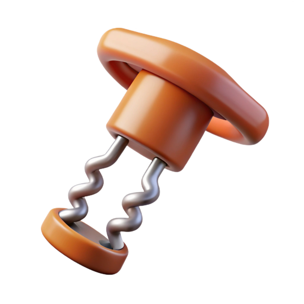 vibrant impressionist Concept art style, isolated cutout of a single corkscrew with Transparent Background exclusive png