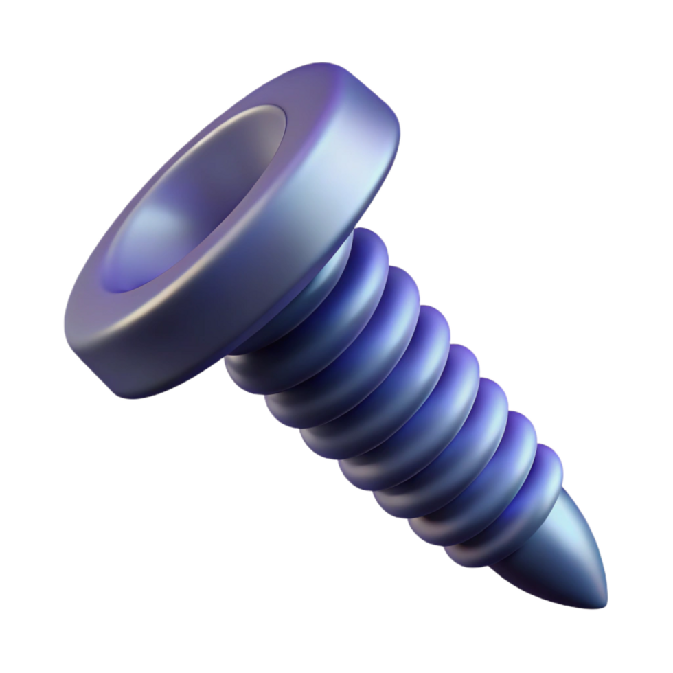 nostalgic wonderful Concept art style, ultra-detailed render of a single screw, isolated cutout with Transparent Background top-tier png