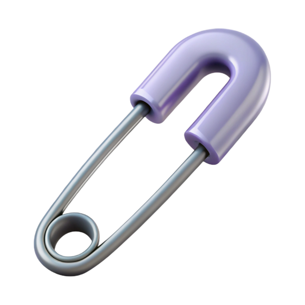 romantic striking Hyper-specific, concept art style render of a single metal safety pin, isolated cutout with Transparent Background genuine png