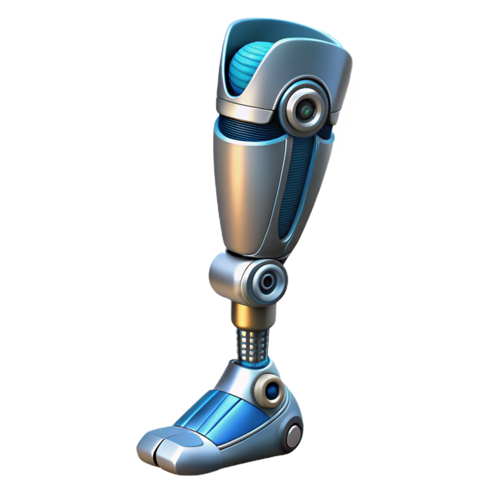pristine dreamy tropical Ultra-detailed, photorealistic biomechanical prosthetic leg, isolated cutout, hyper-specific professional render with Transparent Background original png