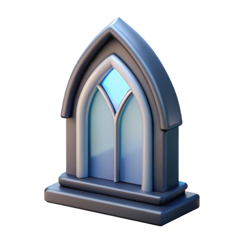 wonderful quintessential Ultra-detailed, concept art style rendering of a single, gothic arch window frame with Transparent Background png