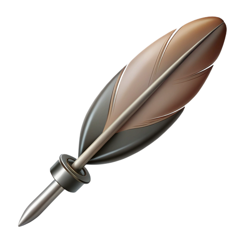 splendid exemplary Ultra-detailed, photorealistic isolated cutout of a single, floating, feather pen with a nib made of a sharpened human fingernail with Transparent Background png