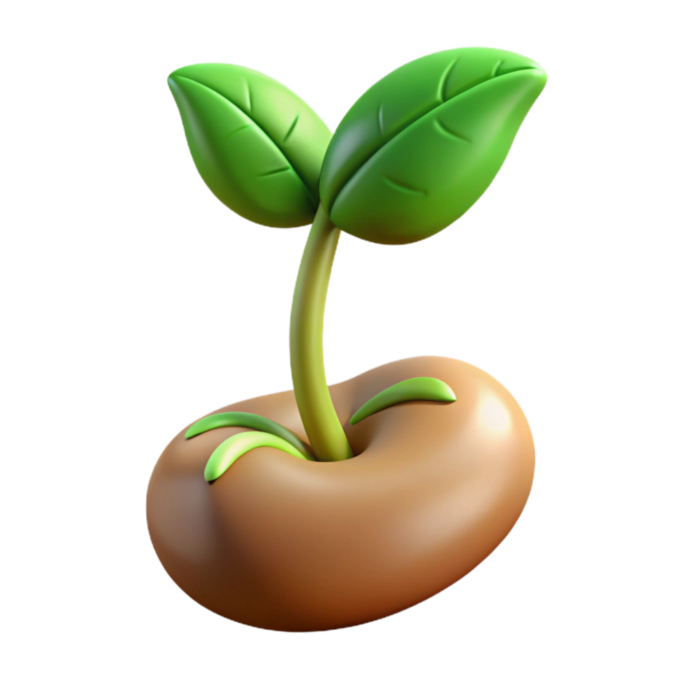 unforgettable industrial Concept art style professional render isolated cutout of a sprouting bean seed, emerging root and stem, detailed texture, with Transparent Background expertly shot png