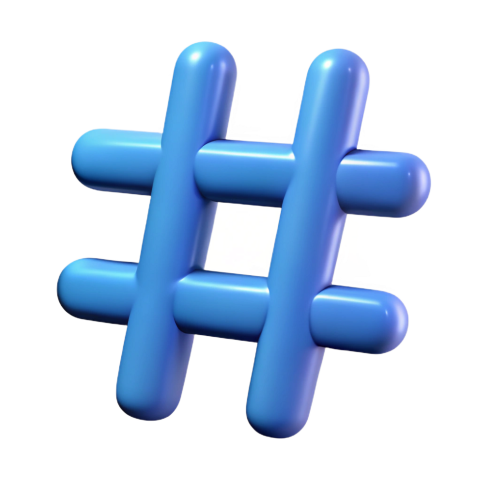 playful fascinating A single, stylized hashtag symbol, modern and social with Transparent Background detailed png