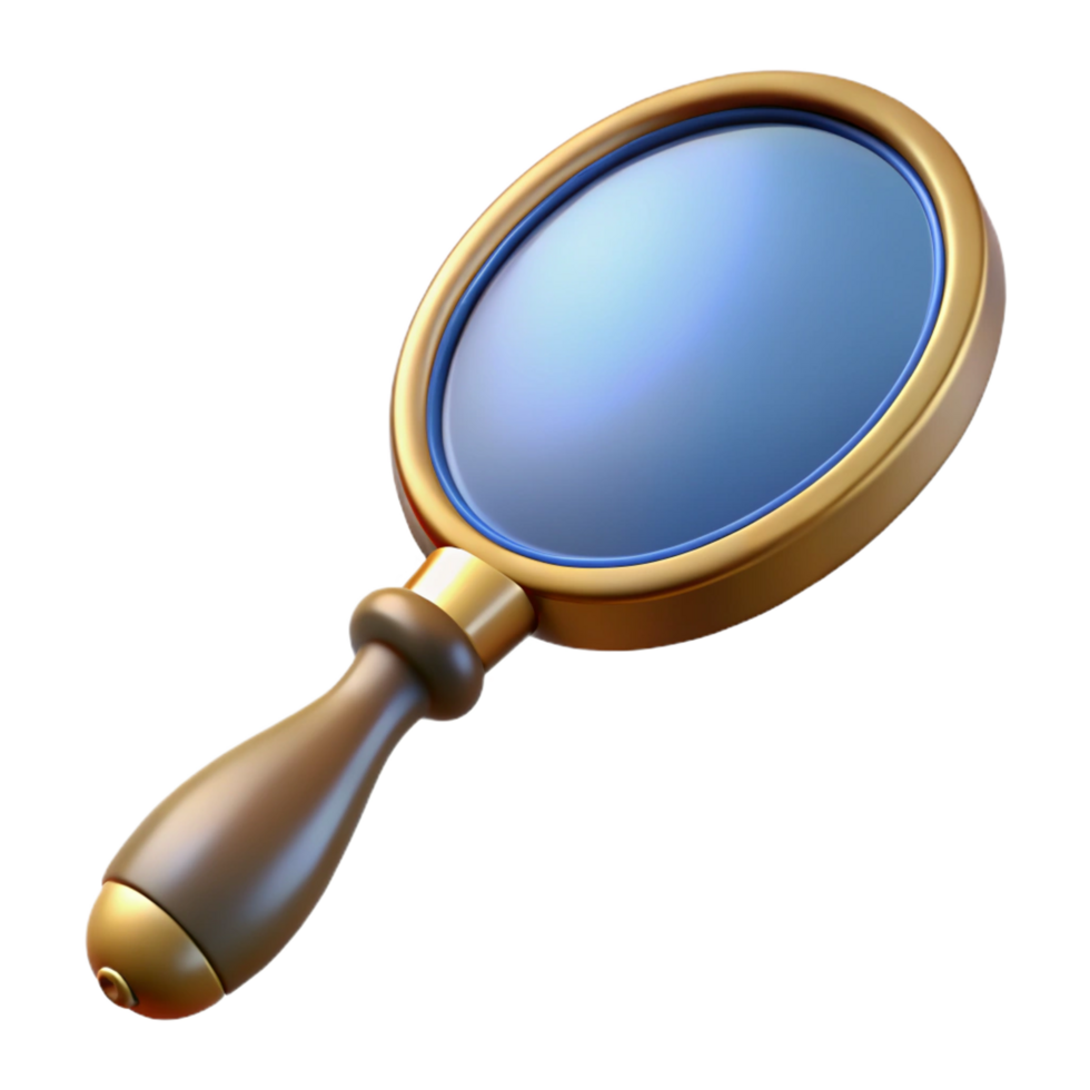 picturesque renaissance Professional render, isolated cutout of a vintage handheld mirror with handle, photorealistic, ultra-detailed with Transparent Background 4K png