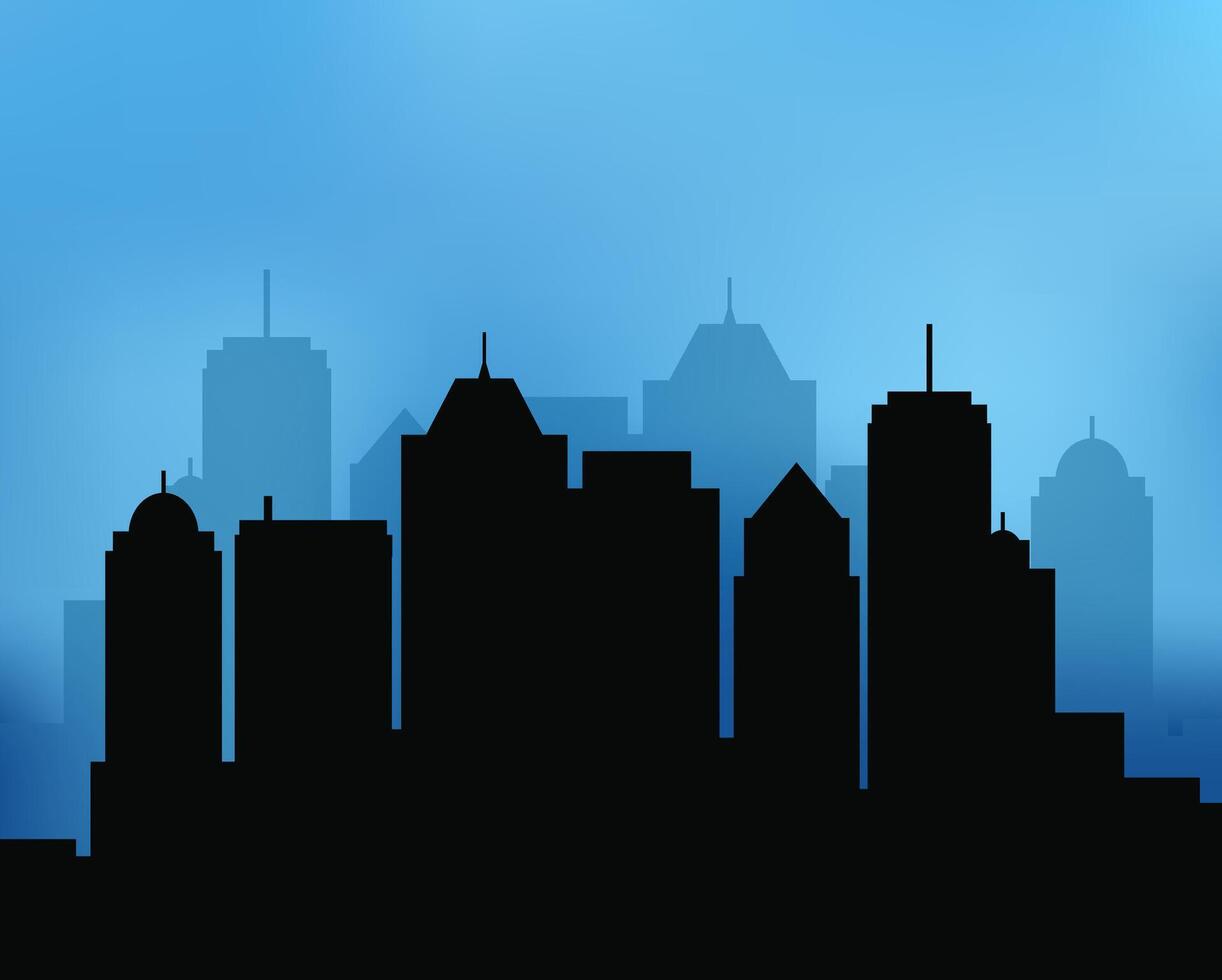 Silhouette of a city skyline with blue sky vector