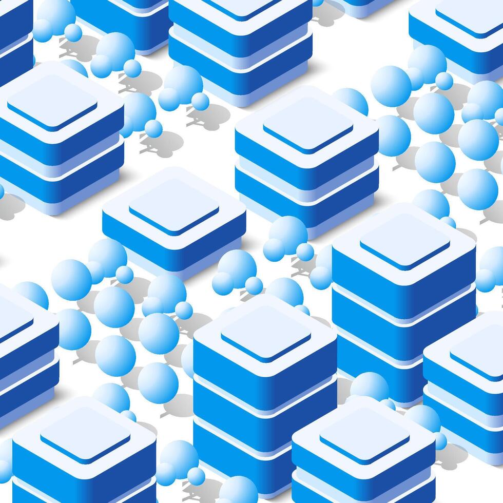 A group of blue cubes with trees in the background vector