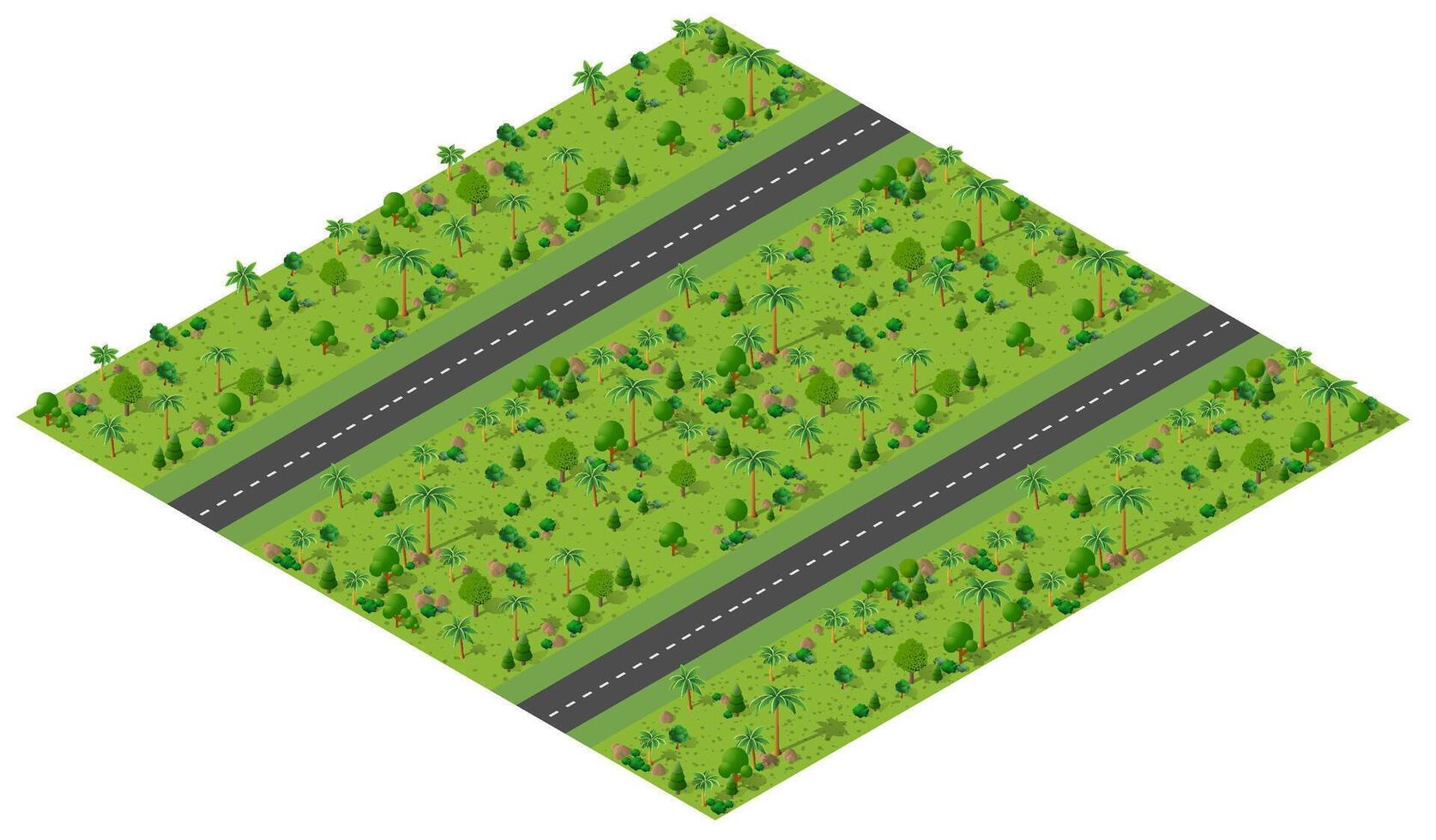 An aerial view of a road and trees vector