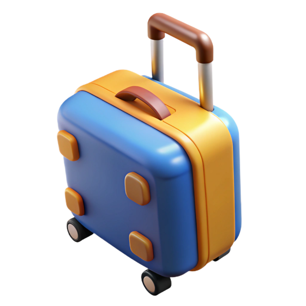 playful pristine Suitcase, rolling, travel, with Transparent Background premium png