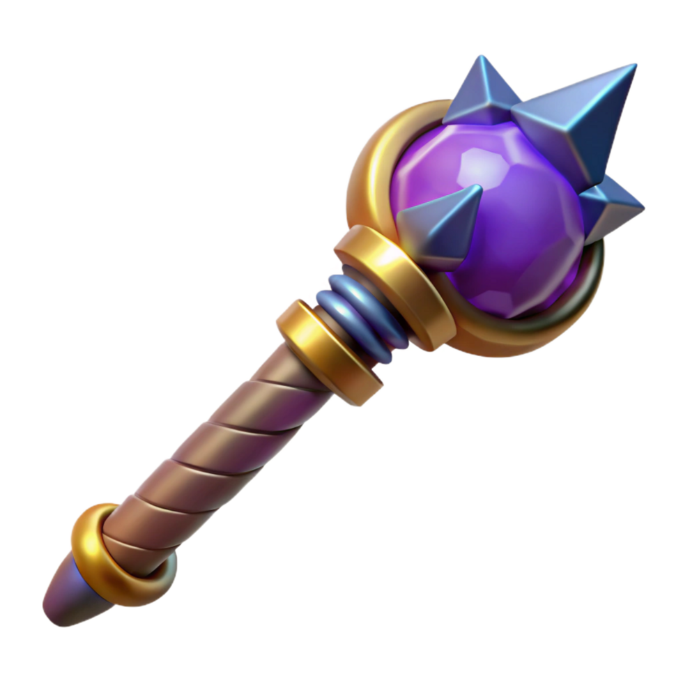 splendid gothic A powerful wizard staff topped with a pulsating crystal orb with Transparent Background ultra HD png