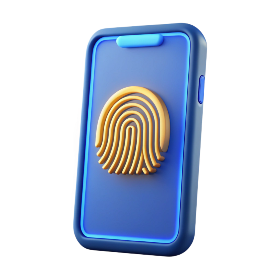 sumptuous creative Smartphone with fingerprint sensor illuminated with Transparent Background fine detail png