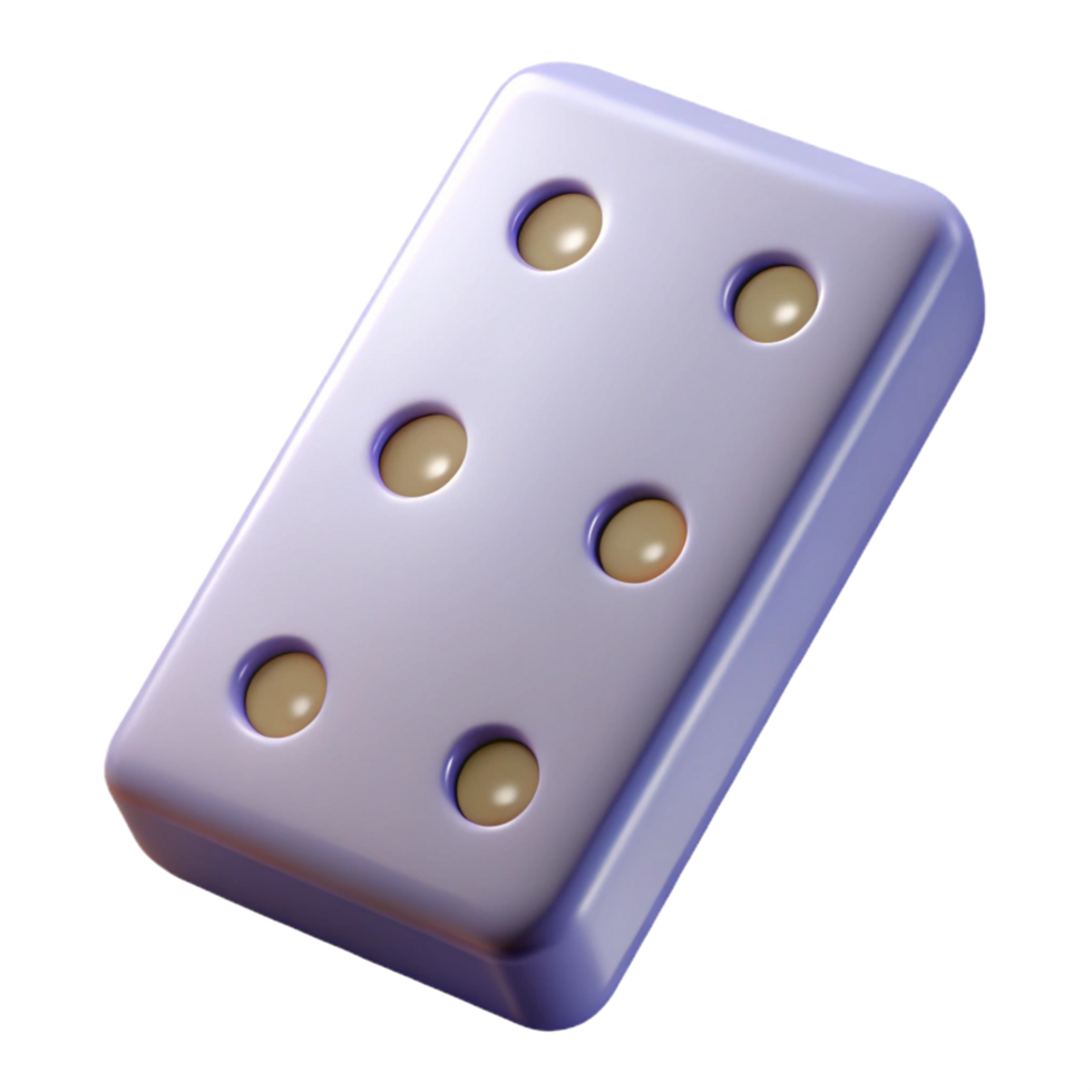 unparalleled retro Hyper-specific, isolated cutout, single domino tile, double six, professional render with Transparent Background precision png